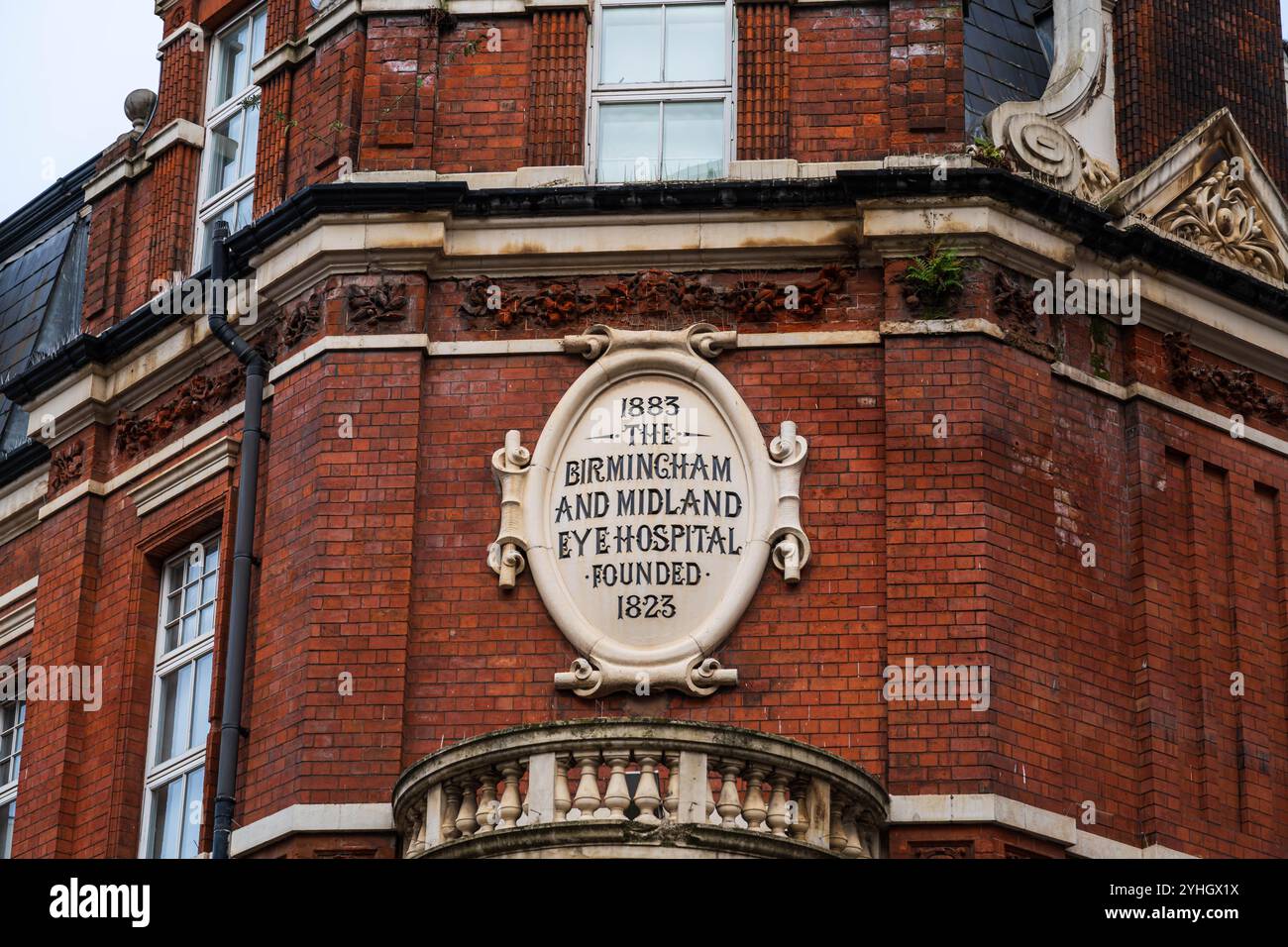 Außenbeschilderung des Birmingham Eye Hospital im Stadtzentrum Stockfoto
