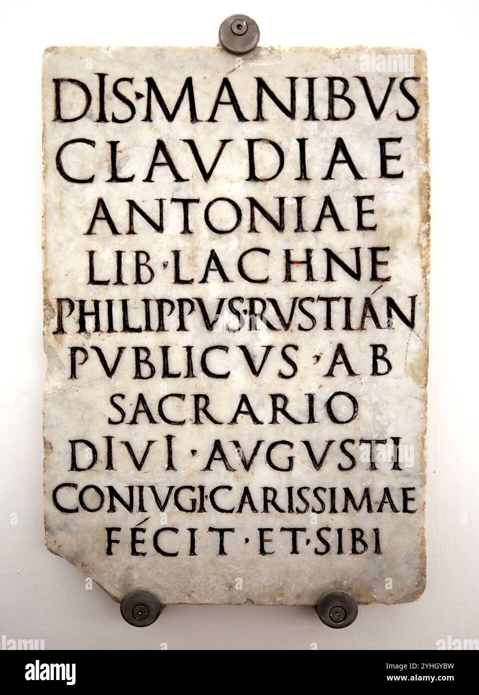 Begräbnisplatte von Claudia Lachne, einer Freigelassenen, 1. Jahrhundert n. Chr. Nationales Römisches Museum. Rom. Italien. Stockfoto