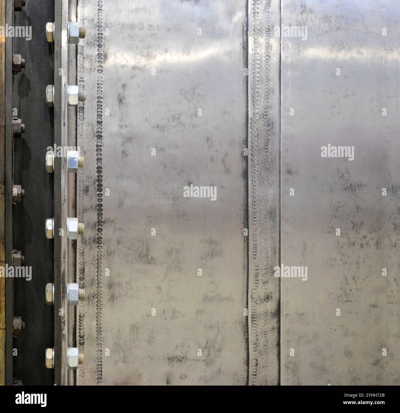 Closeup-Abstract des Flugzeugteils im Militärmuseum Stockfoto