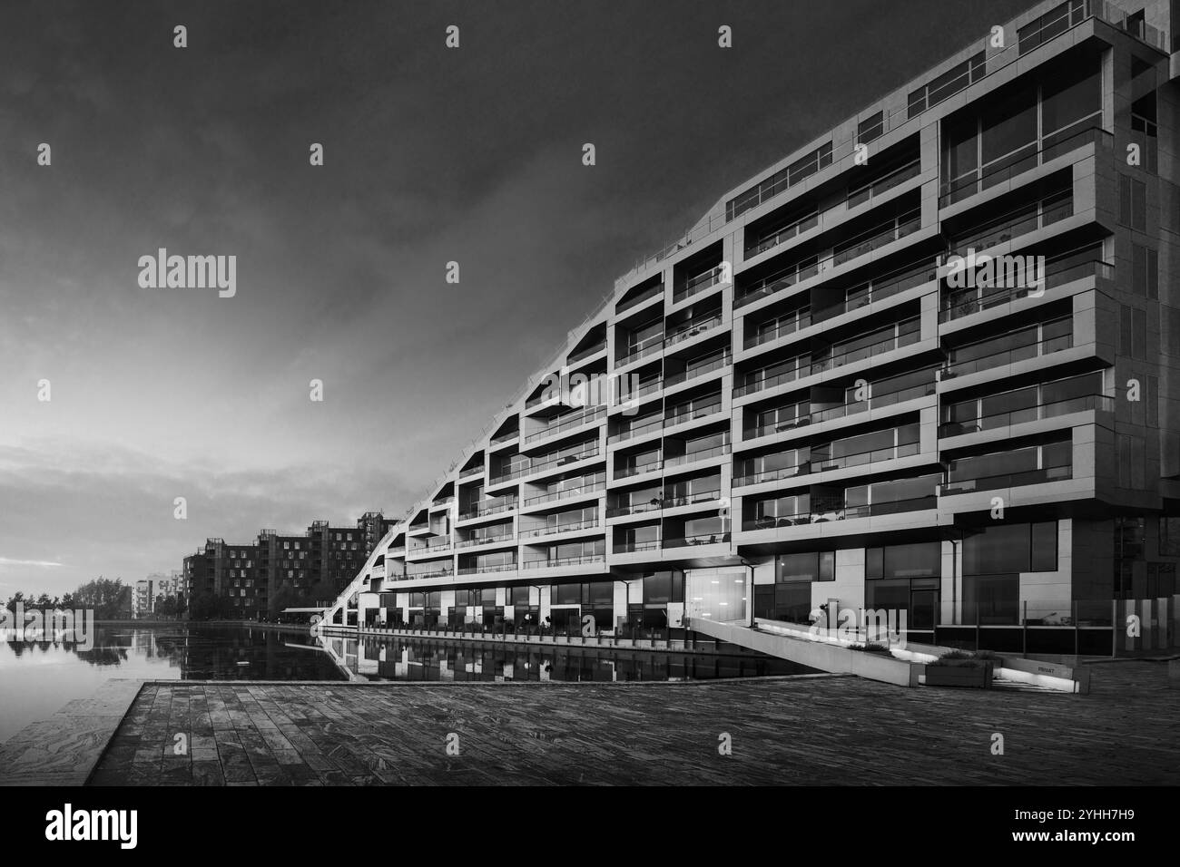 Kopenhagen, Dänemark - 8 Haus / großes Haus / 8Tallet Housing by BIG (Bjarke Ingels Group), in der Abenddämmerung Stockfoto