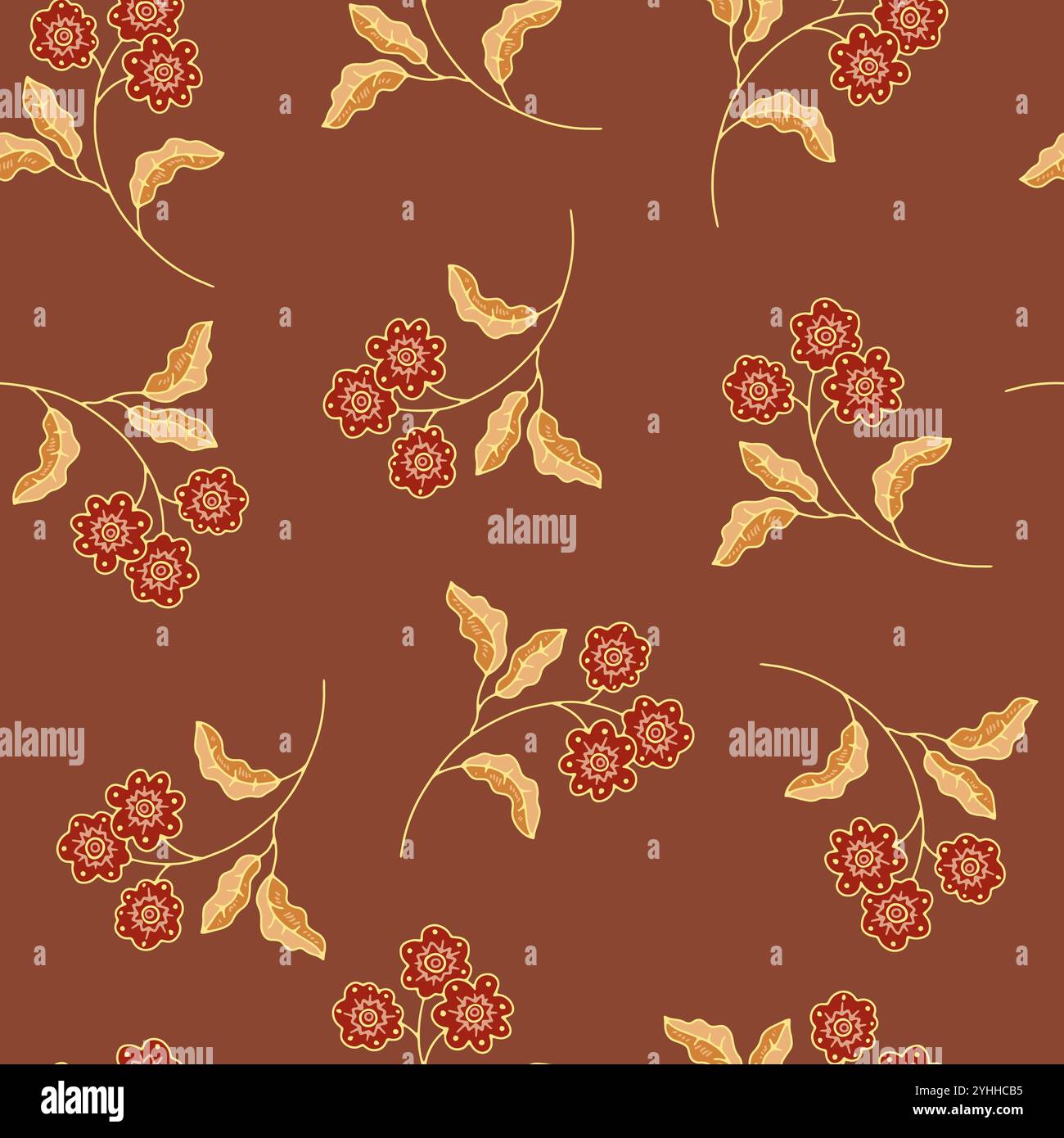 Klassisches Blumenmuster in Rot und Braun Stock Vektor