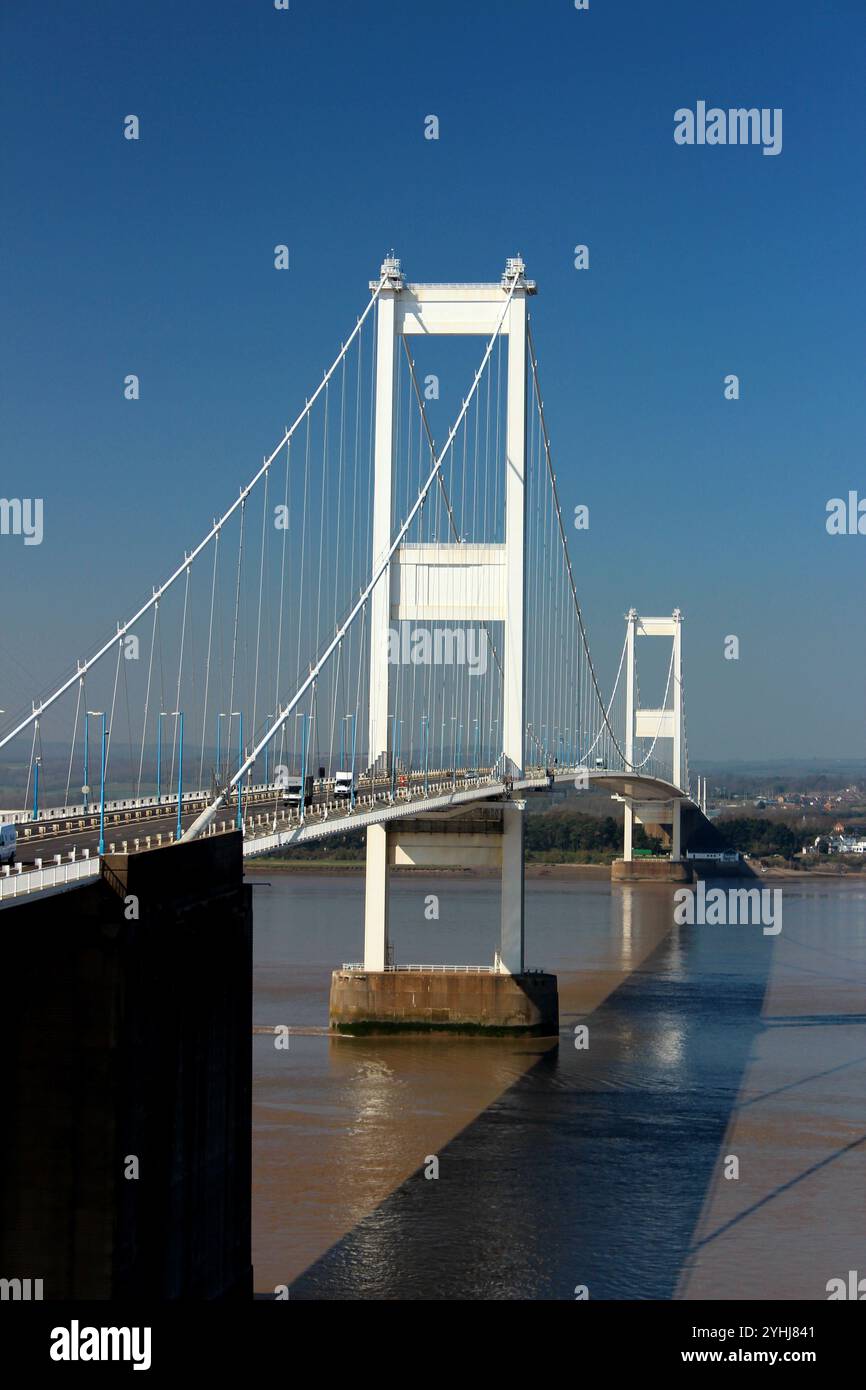 Severn Suspension Bridge, M48 Autobahn, Großbritannien Stockfoto