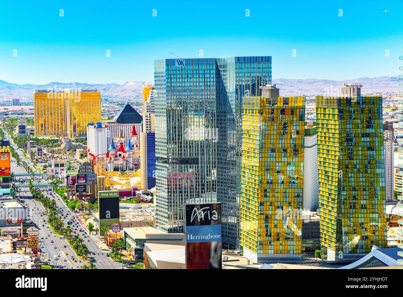 Las Vegas, Nevada, USA - 17. September 2018: die Hauptstraße von Las Vegas Strip. Blick von oben. Stockfoto