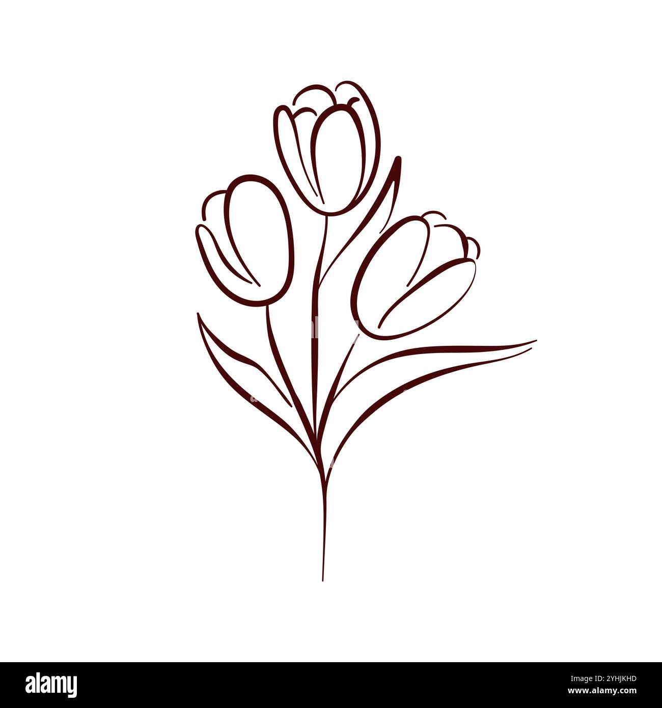 Tulpenblume im einfachen Stil, ideal für Frühlingsthemen, botanische Illustration, Blumendekor und minimalistisches Design. Stock Vektor