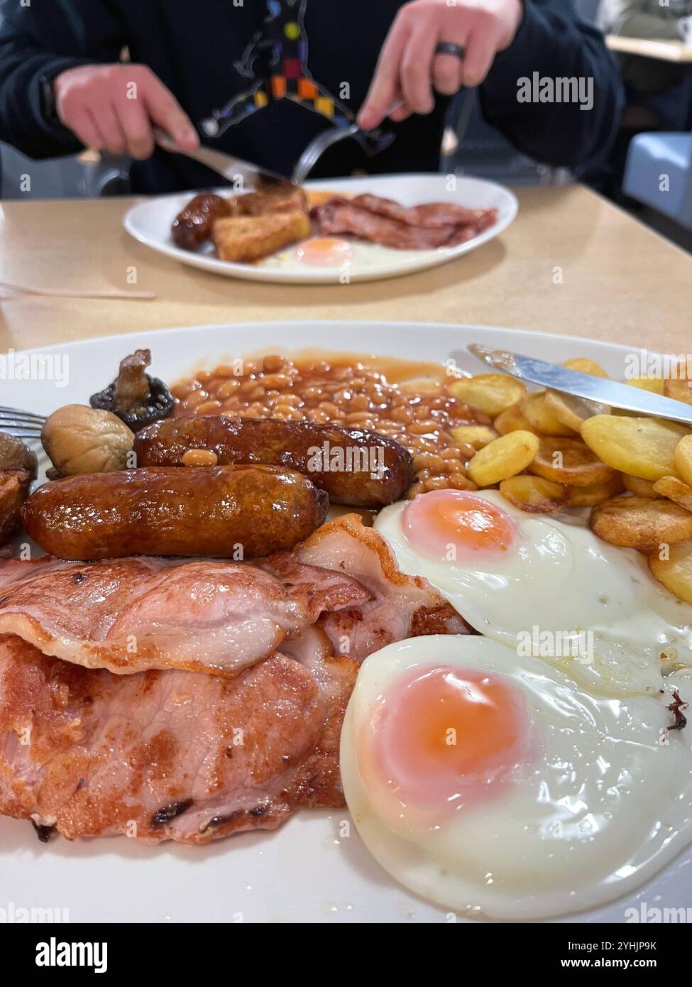 Komplettes Haus, englisch gekochte Eier und Speck Frühstück im Lighthouse Cafe, lowestoft, england Stockfoto