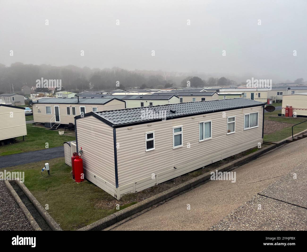 Stationäre Wohnwagen auf dem Wohnwagengelände, Nord lowestoft, lowestoft, suffolk, england Stockfoto