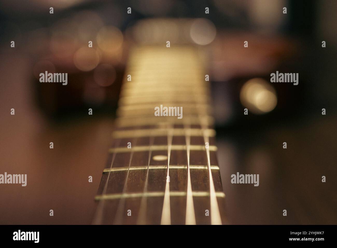 Griffbrett, elektrische Gitarre. Nahaufnahme. Stockfoto