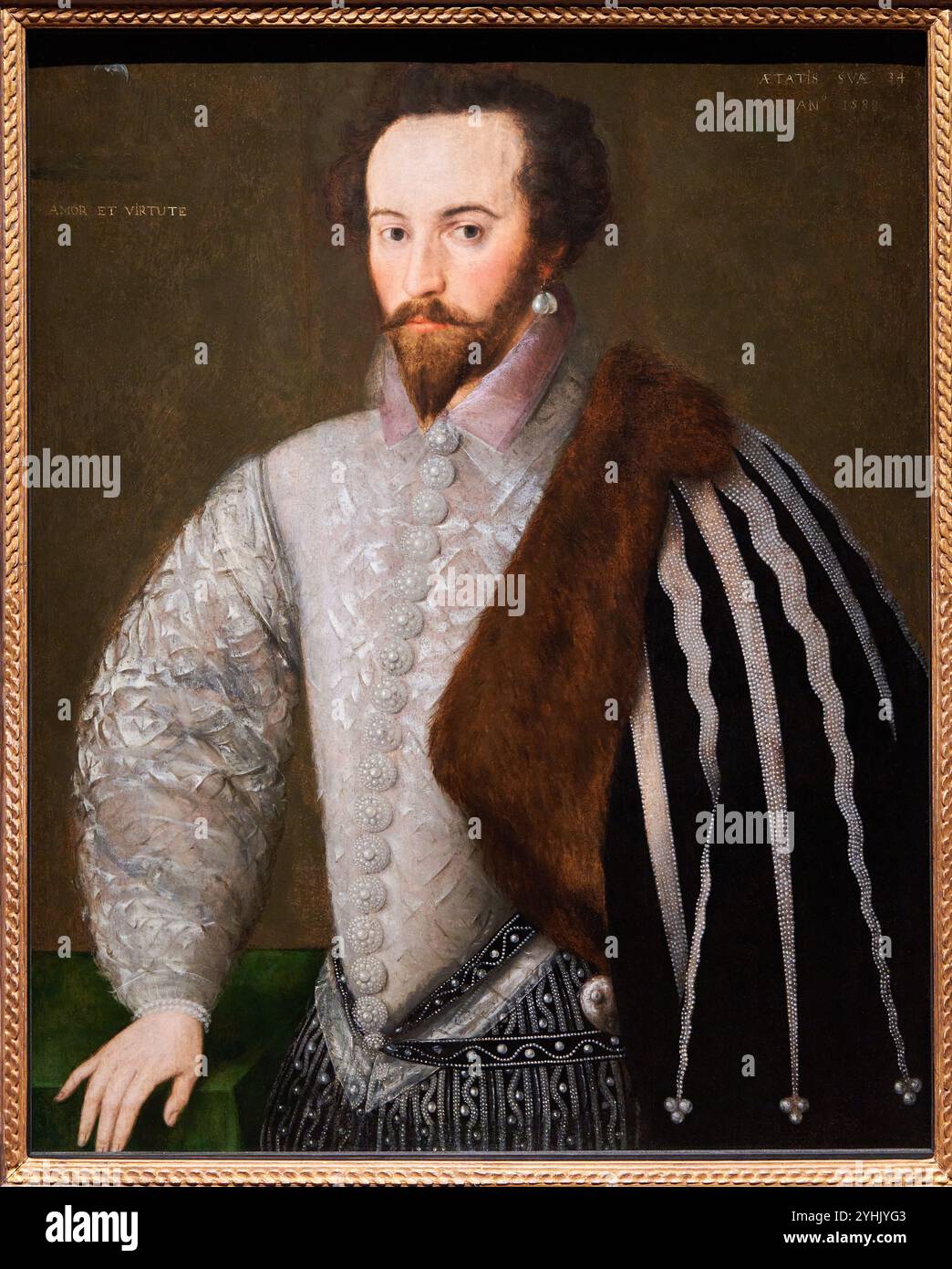 Sir Walter Ralegh (Raleigh), (1554–1618), 1588, von einem unbekannten englischen Künstler, National Portrait Gallery, London, Großbritannien Stockfoto