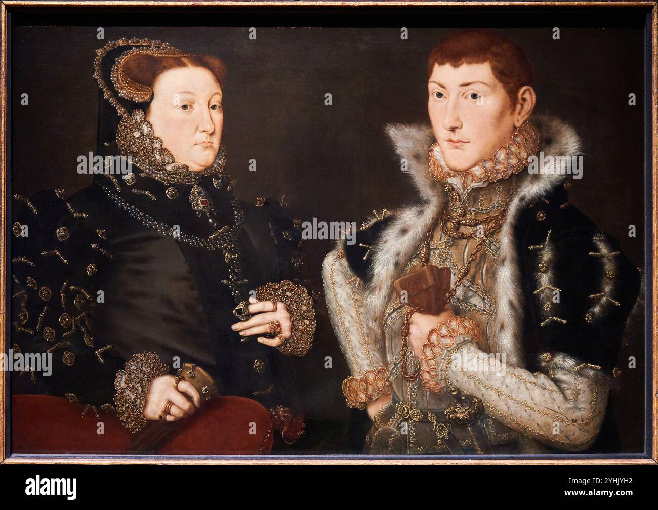 Mary Neville, Lady Dacre (1524–ca. 1576) und Gregory Fiennes, 10. Baron Dacre, (1539–1594), 1559, von Hans Eworth, National Portrait Gallery, Lond Stockfoto