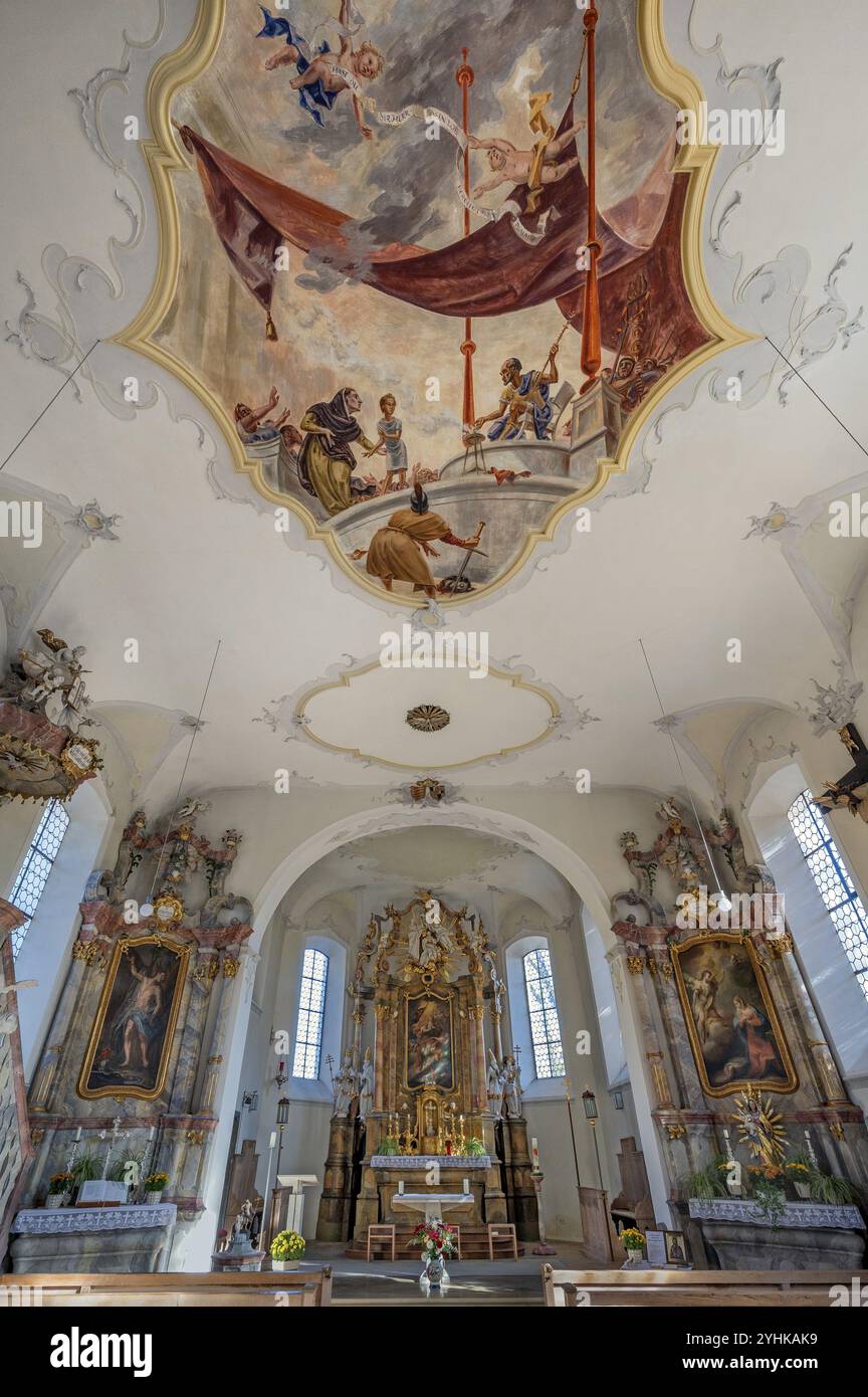 Die Pfarrkirche St. Alexander, Ofterschwang, Allgaeu, Bayern, Deutschland, Europa Stockfoto