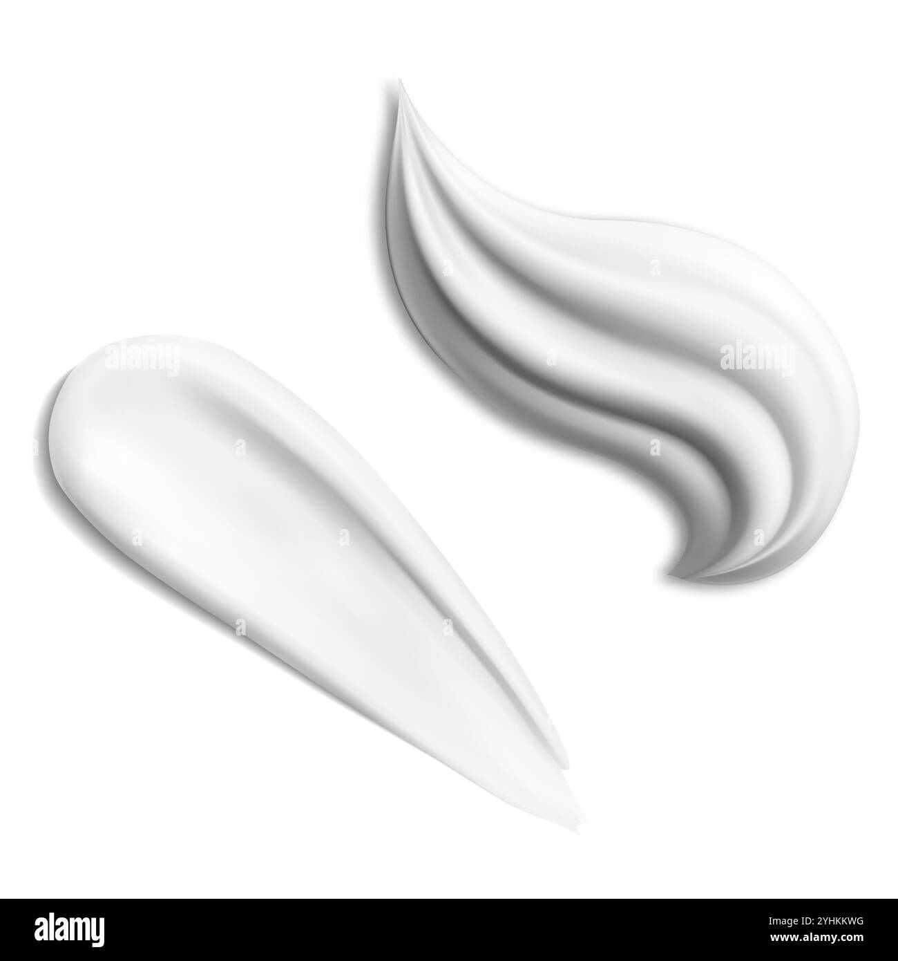 Schönheitscreme-Schlaganfall. Weiße kosmetische Lotion Textur, Vektorprobe auf sauberem Hintergrund. Creme Creme für Gesicht Haut Tropfen. Sonnenschutzmittel Foundation Balsam sm Stock Vektor