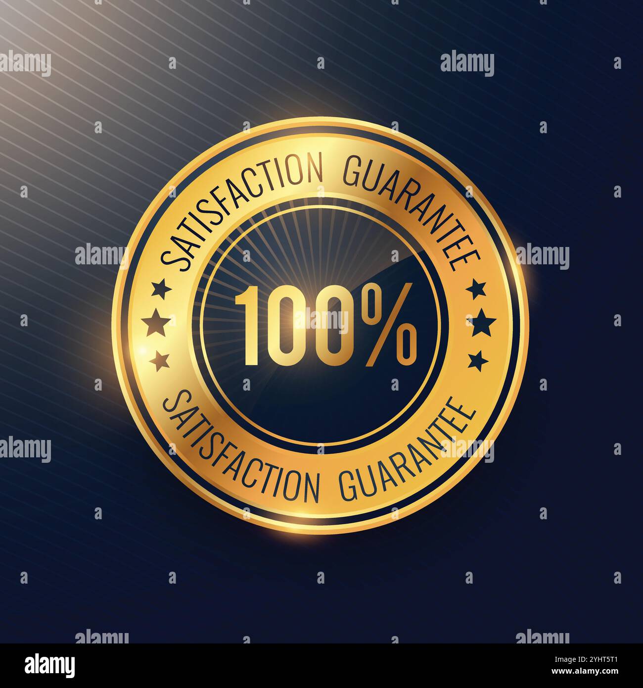 Zufriedenheit zu garantieren, goldenes Abzeichen und Label-Vektor-design Stock Vektor