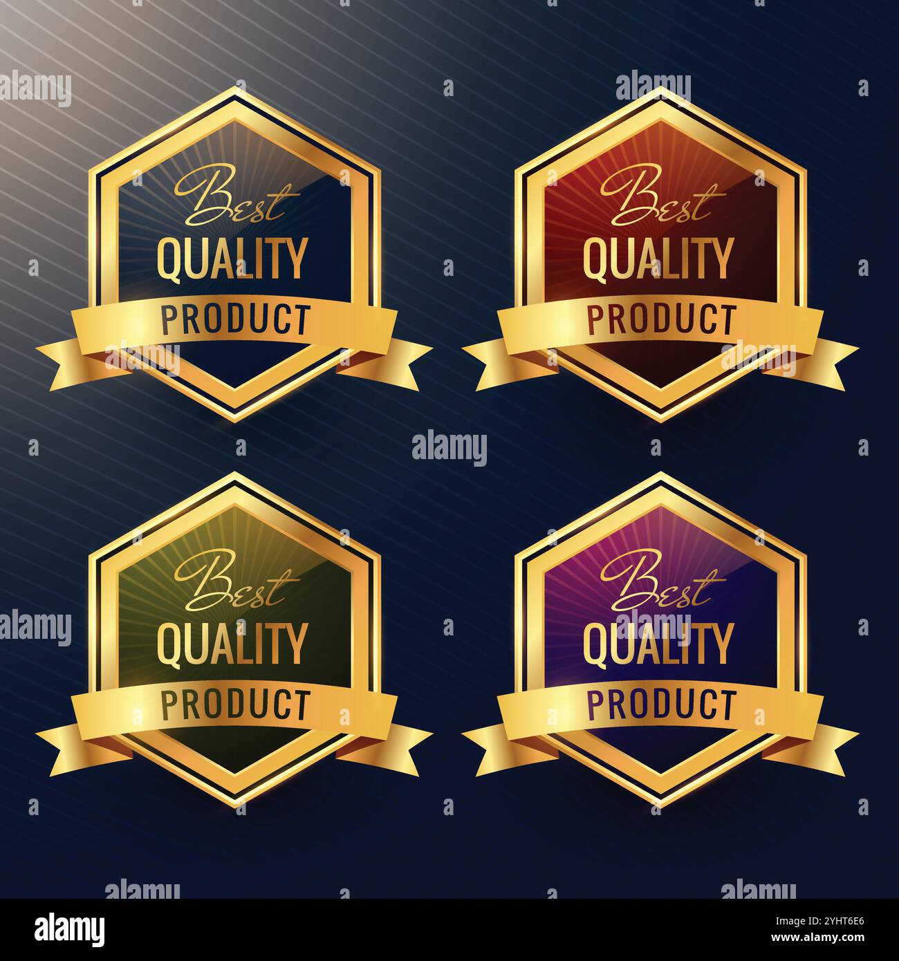 vier beste Qualität Produkt-Label Design Vektor Stock Vektor