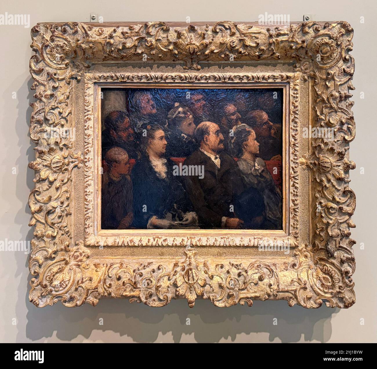 Zu Ehren Daumiers französisches Theater. Ein Blick auf das Publikum bei einer schicken Vorstellung. In der National Gallery of Art Museum in Washington DC. Stockfoto