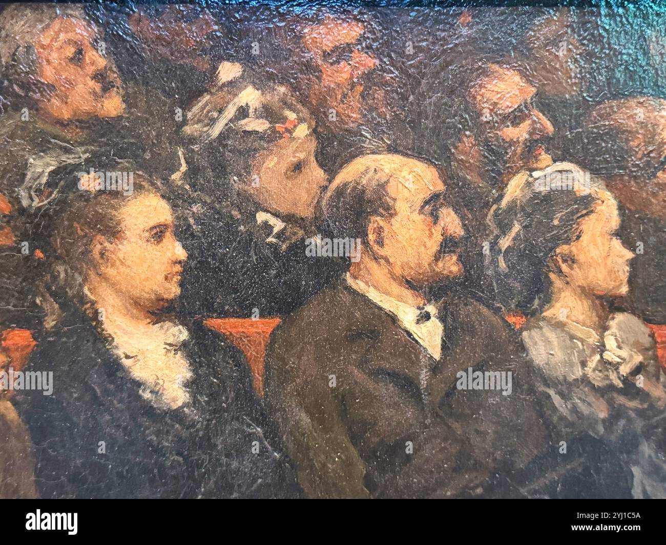 Zu Ehren Daumiers französisches Theater. Ein Blick auf das Publikum bei einer schicken Vorstellung. In der National Gallery of Art Museum in Washington DC. Stockfoto