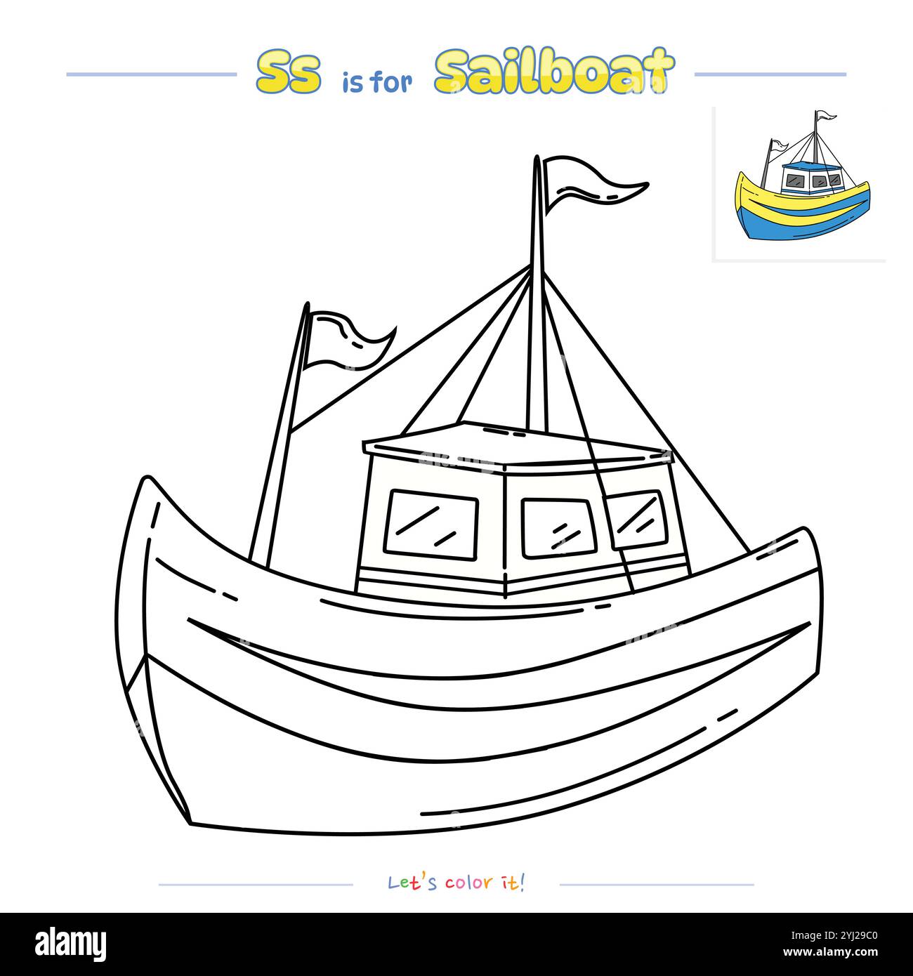 Ausmalseiten und Lernen der Alphabet-Sammlung Stock Vektor