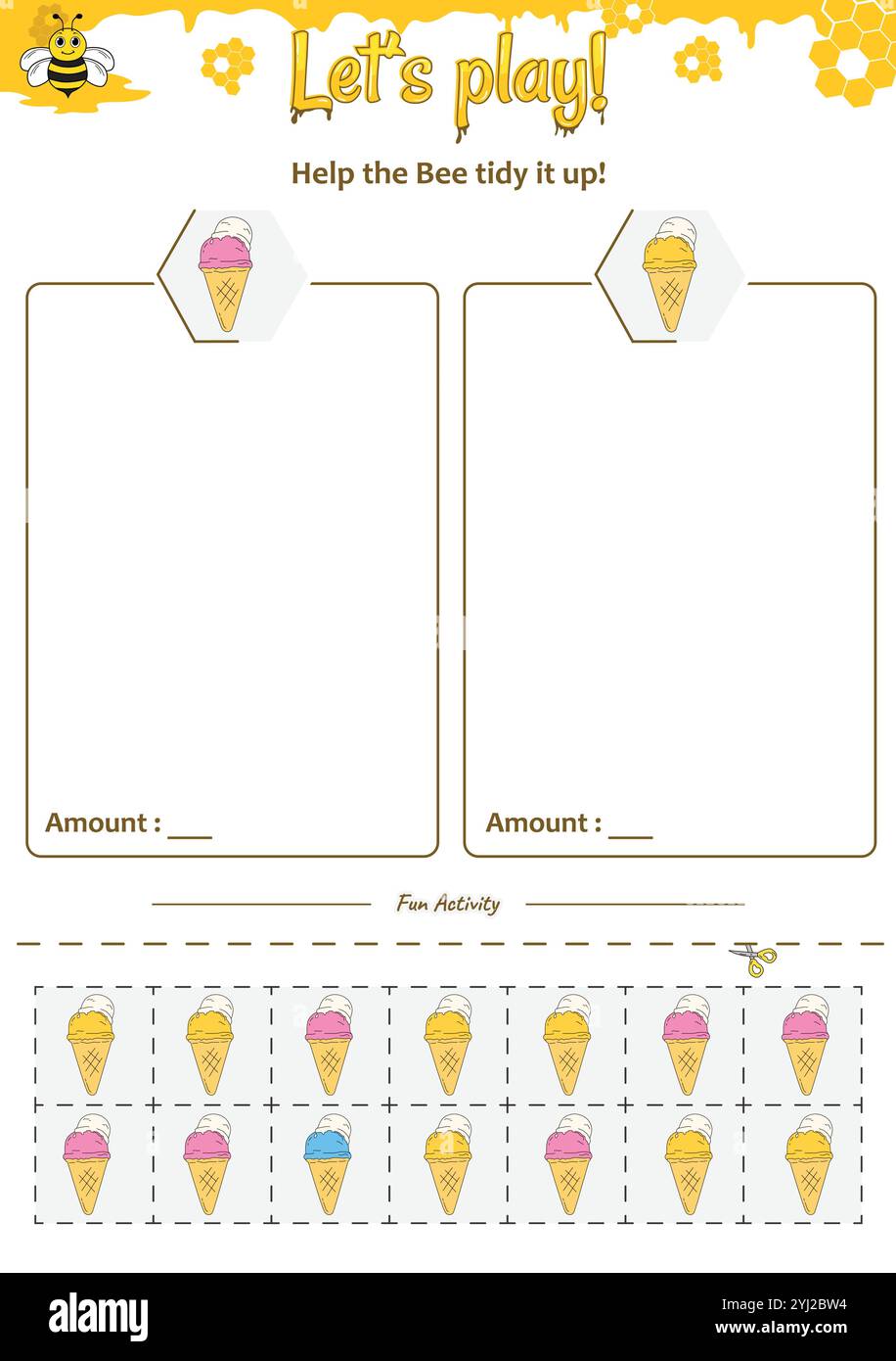 Das Sortierspiel hilft der Bee, alles aufzuräumen Stock Vektor
