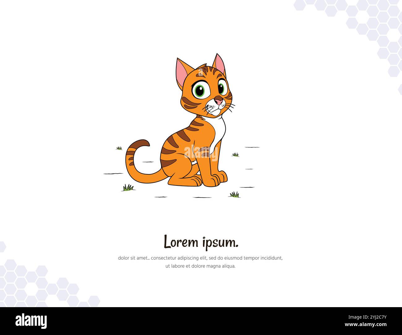 Katze Cartoon Vektorkunst für Wanddekoration Landschaft. Sammlung von Illustrationen für Tierstrickfilme. Für Raumdekoration, Veranstaltungen usw. Stock Vektor