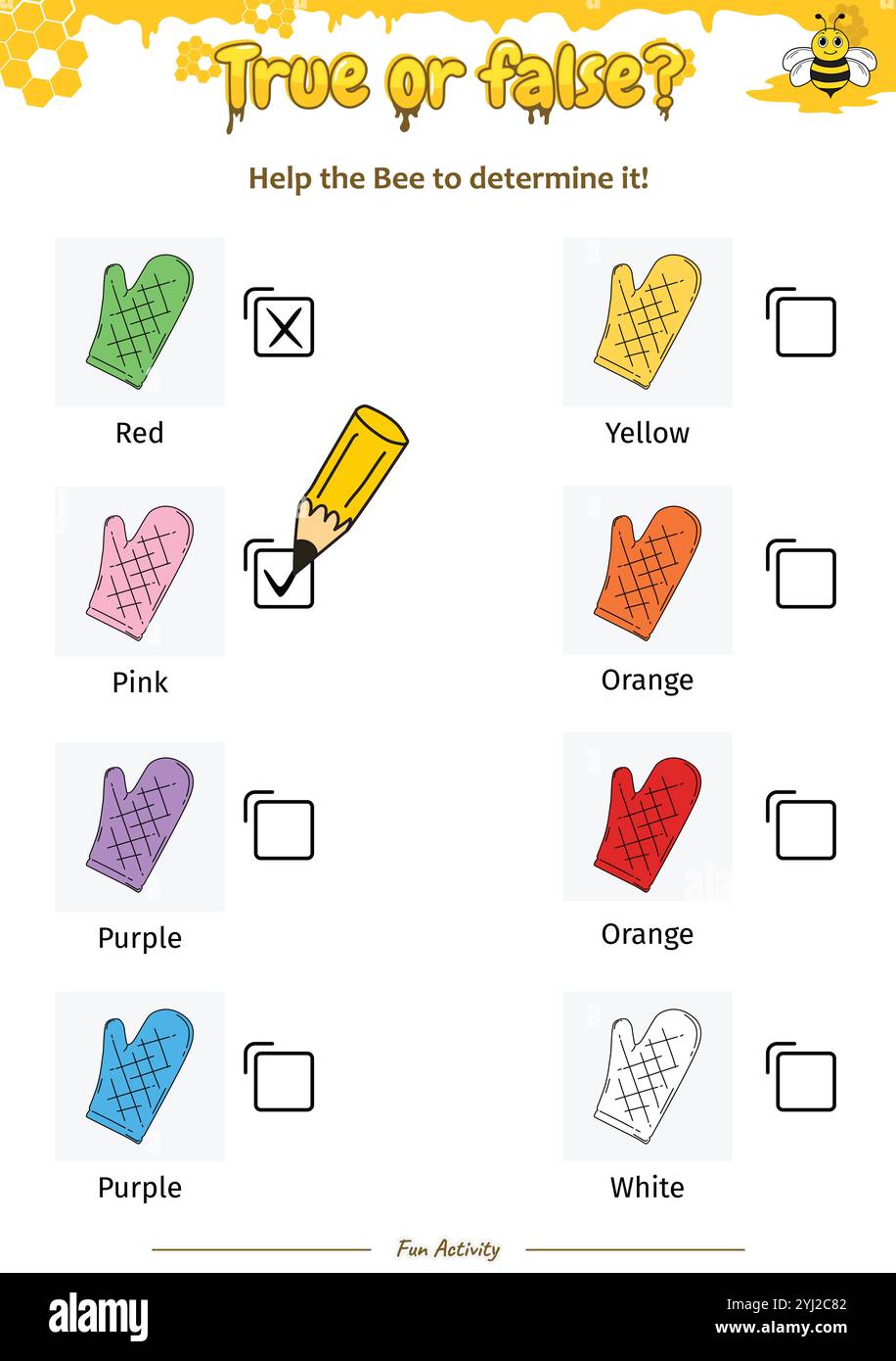 True oder False helfen der Bee, sie zu bestimmen Stock Vektor