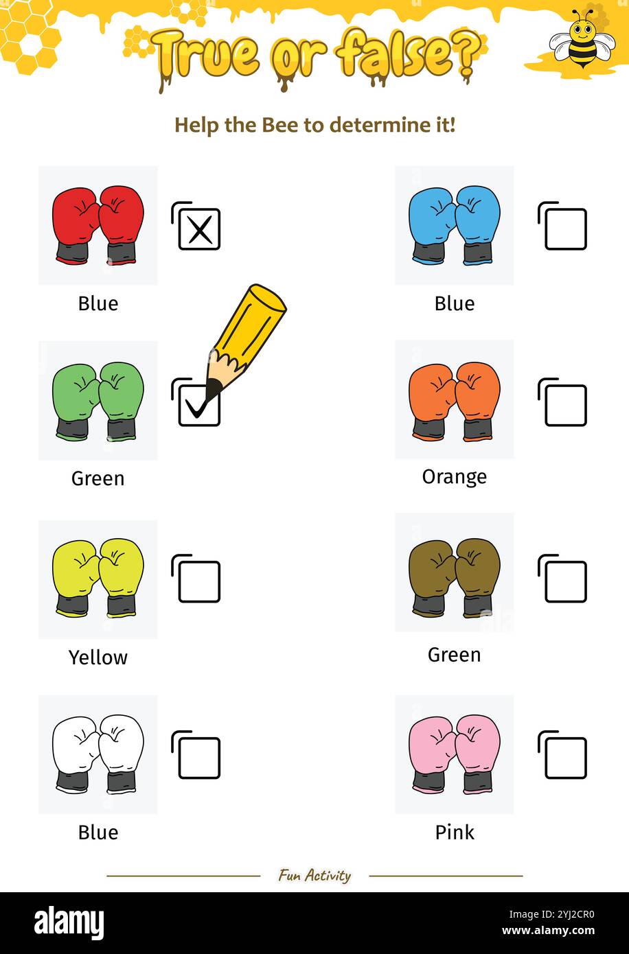 True oder False helfen der Bee, sie zu bestimmen Stock Vektor