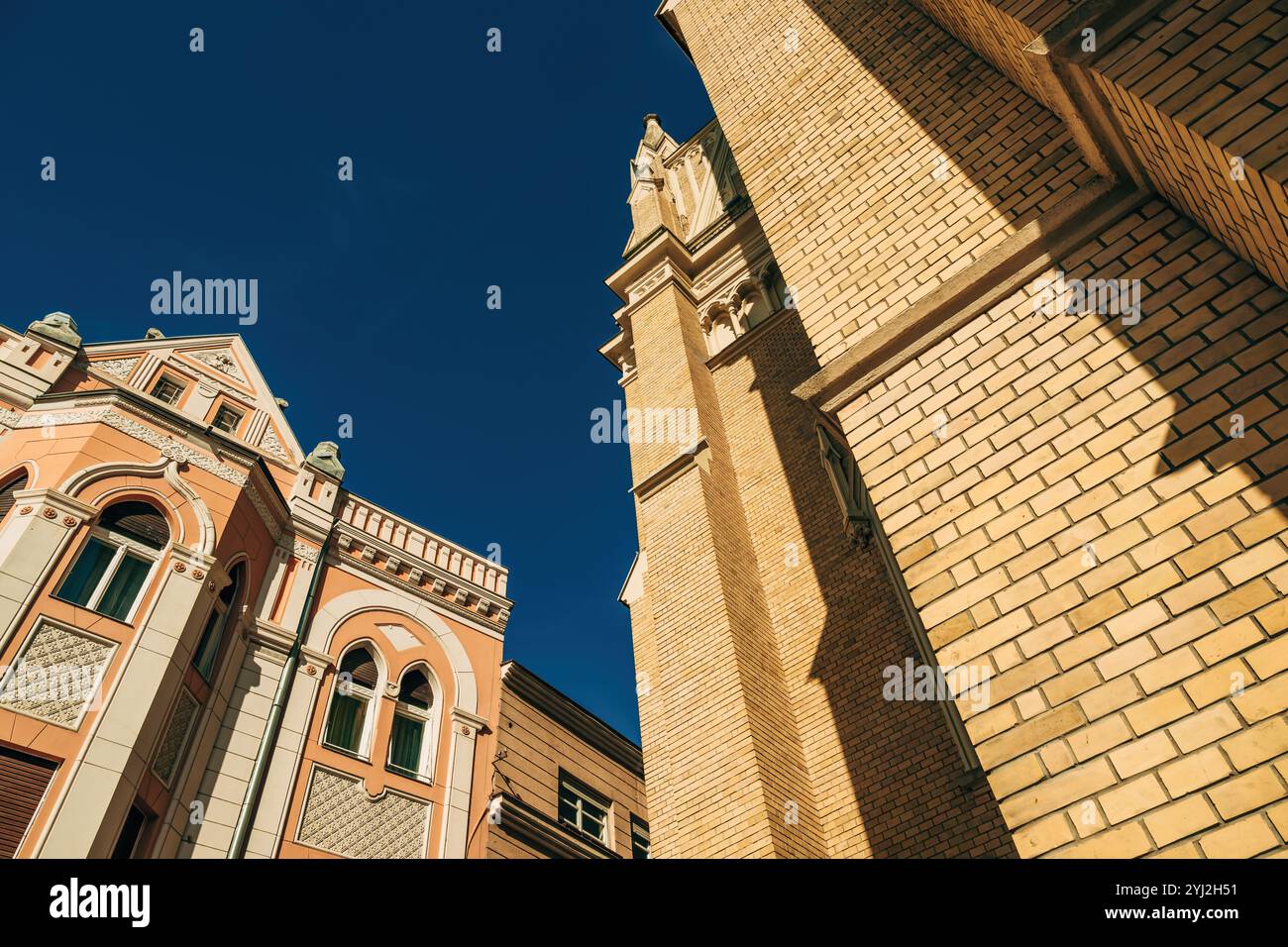 Novi Sad City Center Architektur Detail, selektiver Fokus Stockfoto