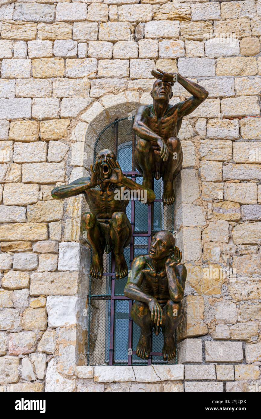 Öffentliche Kunstwerke Bronzeskulptur in der Stadt Antibes, Provence-Alpes-Côte d'Azur, Frankreich Stockfoto