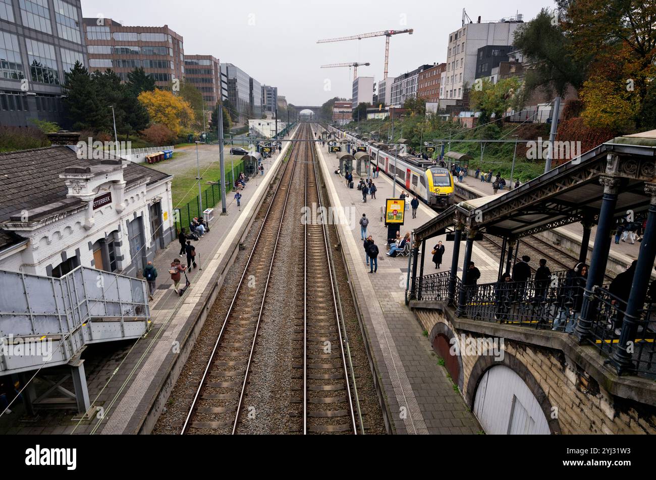 Bahnhof Etterbeek, Brüssel, einer der belebtesten Bahnhöfe Belgiens Stockfoto