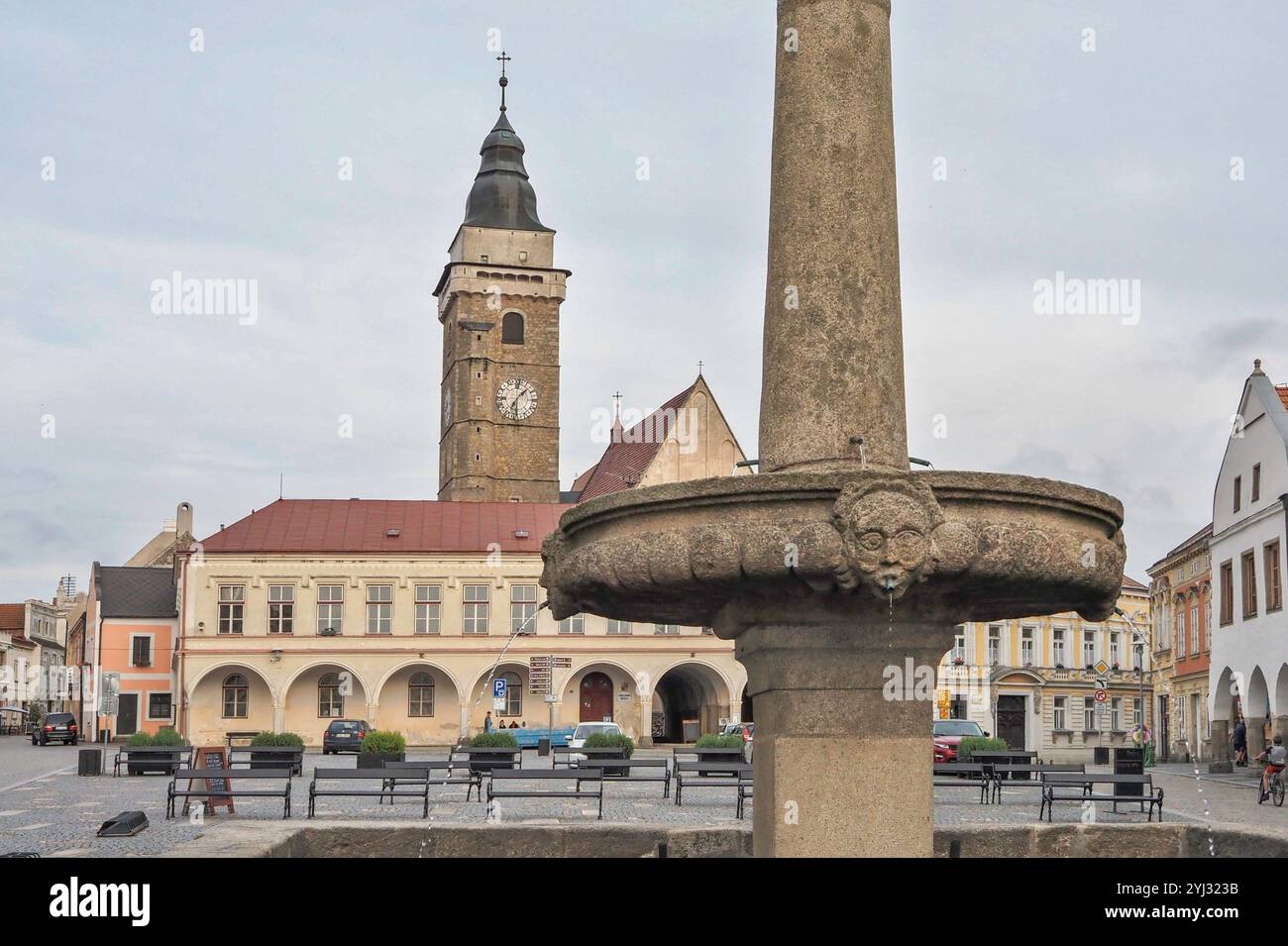 Die Renaissancehäuser in Slavonice bestehen aus einer Reihe von Bürgerhäusern im historischen Zentrum. Die Häuser sind reich dekoriert, besonders für ihren Giebelbau Stockfoto