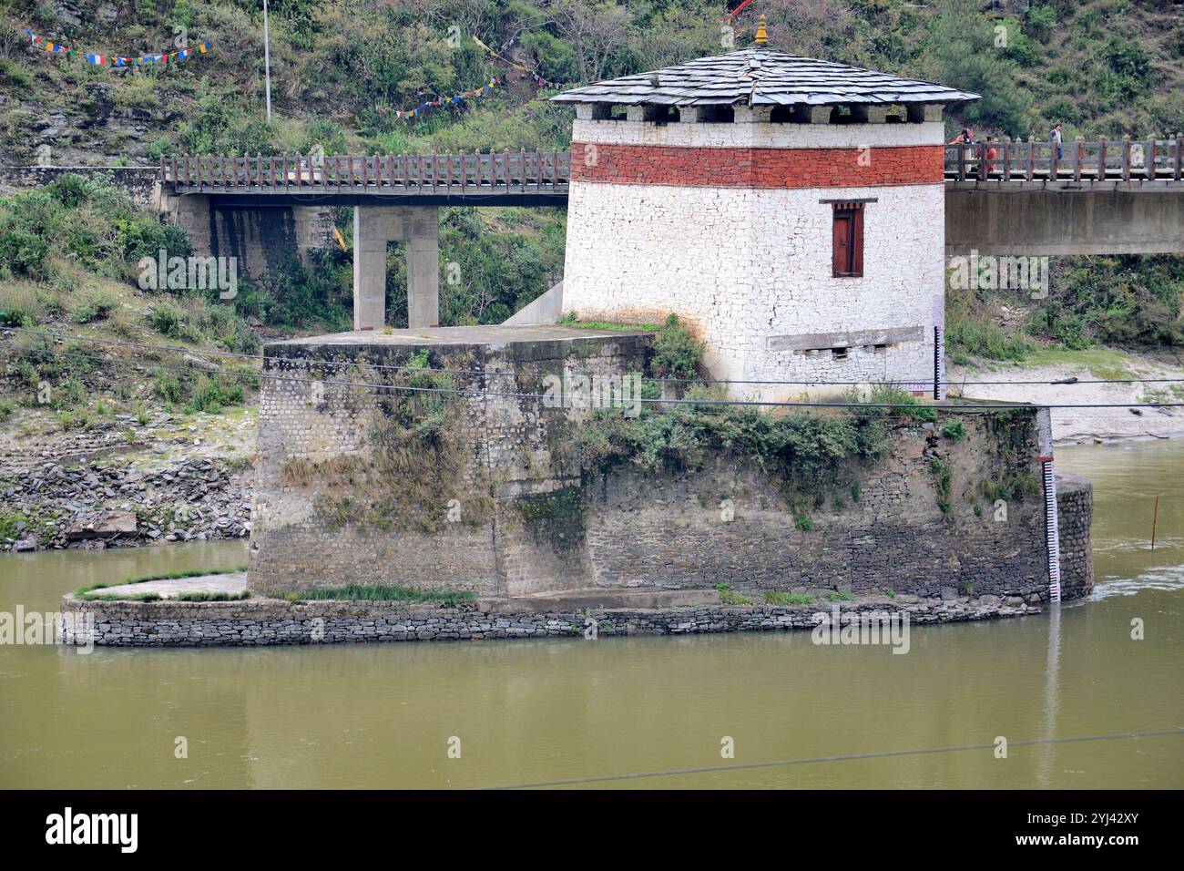 Wangdue Phodrang ist eine Stadt und Hauptstadt des Distrikts Wangdue Phodrang und befindet sich in Thedtsho Gewog, Khothang Rinchenling im Zentrum von Bhutan Stockfoto