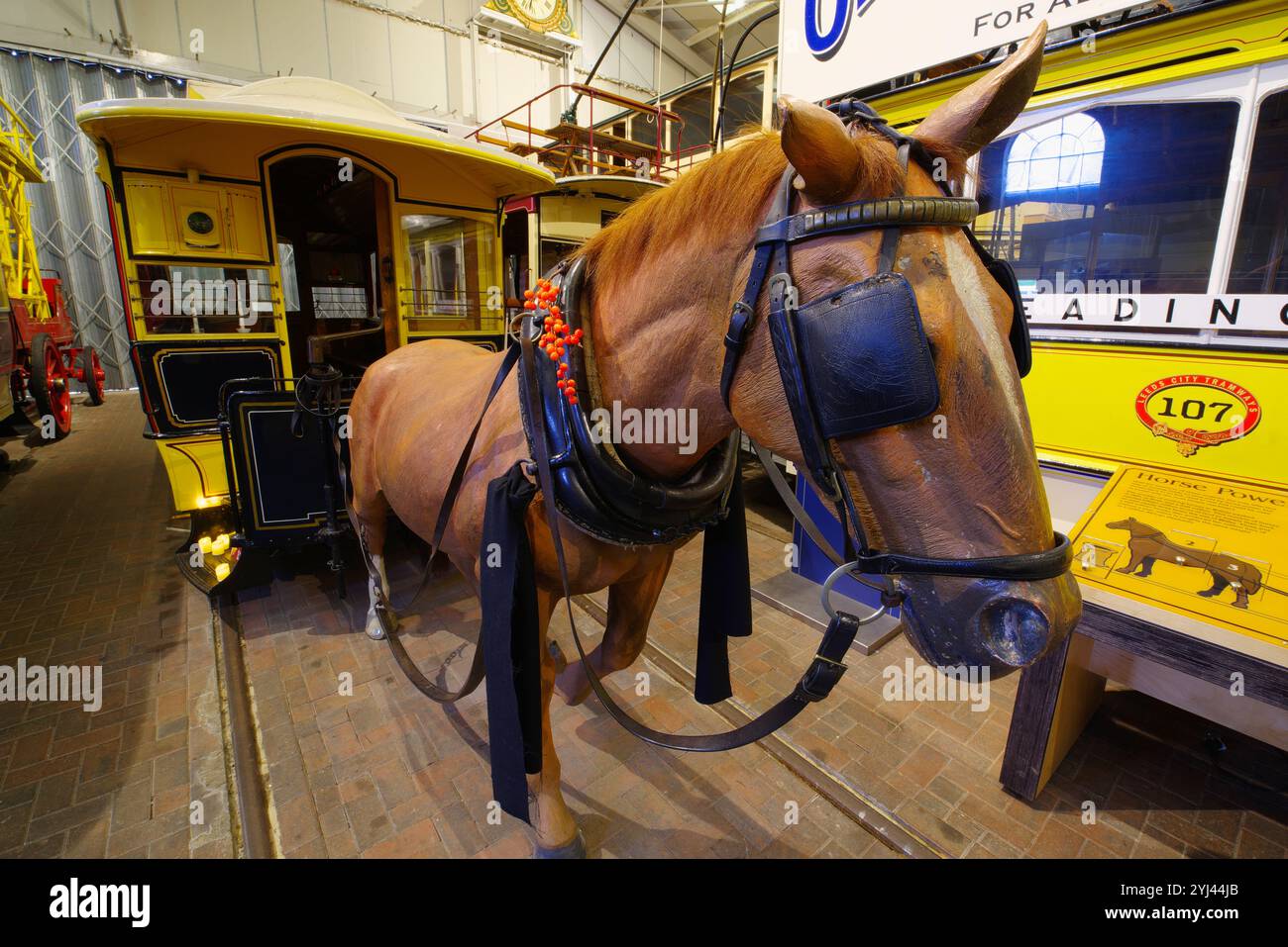 . Early, Pferdestraßenbahn, Crich, National Tram Museum, Stockfoto