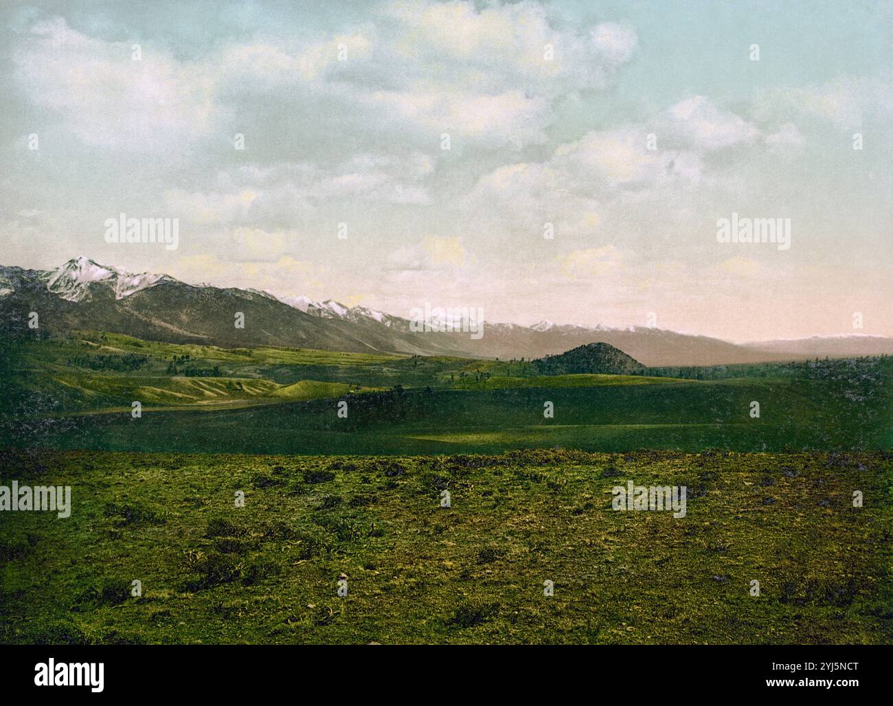 Sangre de Cristo Range von Poncha Pass, Chaffee und Saguache County, Colorado 1898. Stockfoto
