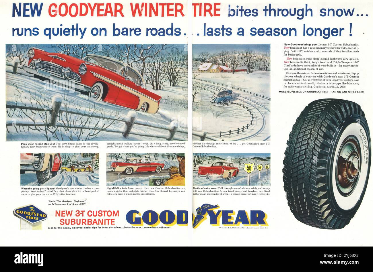 Goodyear Winterreifen 1956 – „New 3-T Custom Suburbanite“ Stockfoto