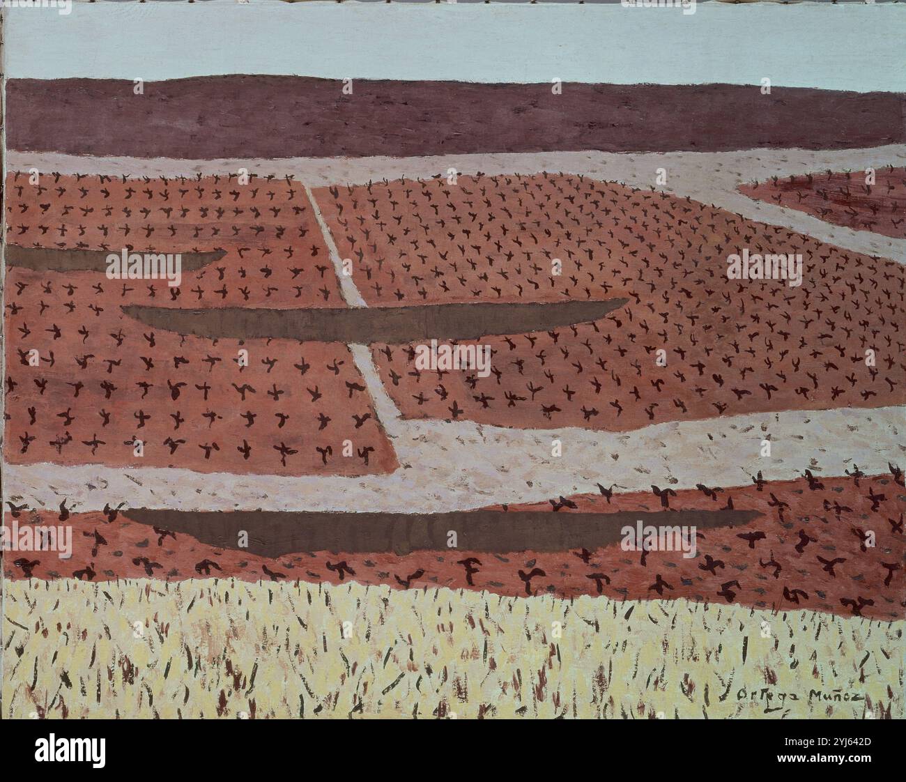 VIÑAS 1968 - 80X62 CM- PINTURA FIGURATIVA S XX- OLEO/LIENZO. AUTOR: GODOFREDO ORTEGA MUÑOZ (1905-1982). Ort: PRIVATSAMMLUNG. MADRID. SPANIEN. Stockfoto