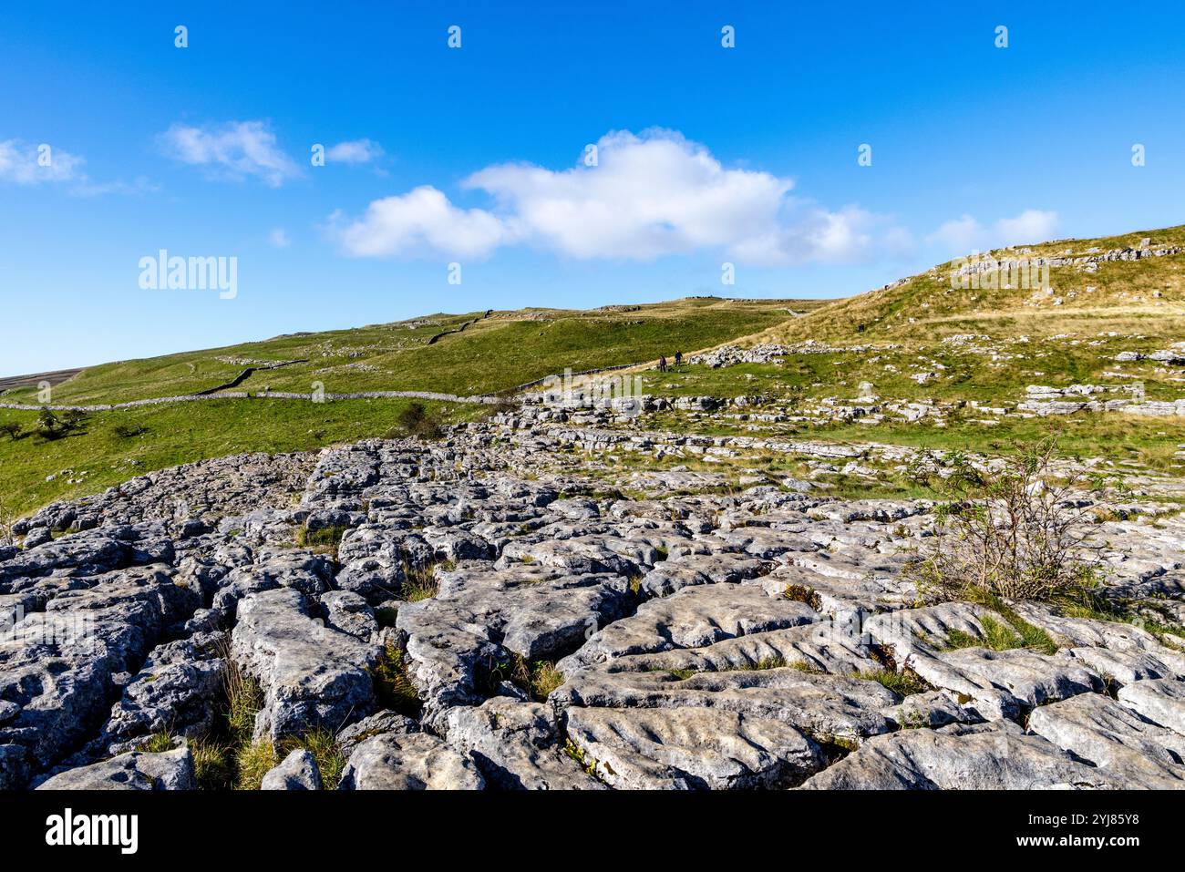 Kalkstein Karstpflaster in Malham Cove im Yorkshire Dales National Park, Yorkshire, England, UK, 2024 Stockfoto