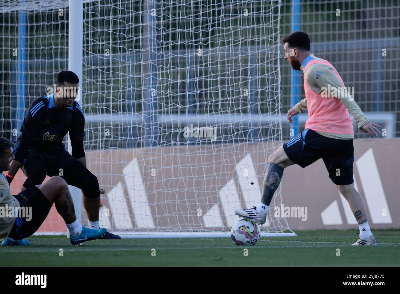 Ezeiza, Argentinien - 12. November 2024: Die argentinische Fußballnationalmannschaft hielt in ihrem Ezeiza-Komplex eine Trainingseinheit ab, in der wichtige Spieler spielten Stockfoto