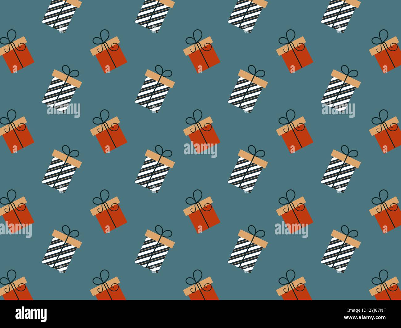 Geschenkboxen-Muster. Weihnachtsdesign. Einfache flache Vektor-Illustration. Stock Vektor