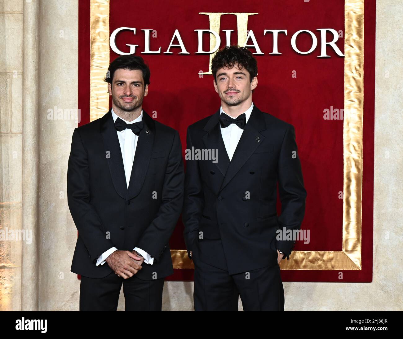 LONDON, GROSSBRITANNIEN. November 2024. Carlos Sainz Jr. und Charles Leclerc besuchen „Gladiator II“ die Royal Film Performance und Global Premiere im ODEON Luxe, Leicester Square in London, Großbritannien. (Foto von 李世惠/siehe Li/Picture Capital) Credit: Siehe Li/Picture Capital/Alamy Live News Stockfoto