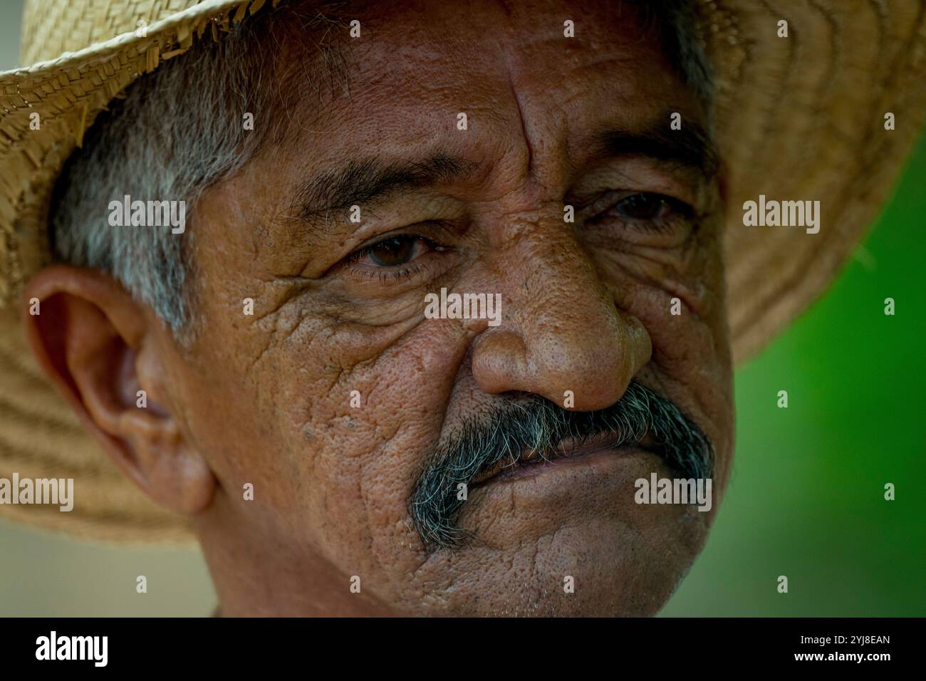 Porträt eines Mannes, der in der Aguape Lodge im südlichen Pantanal, Mato Grosso do Sul, Brasilien, arbeitet. Stockfoto