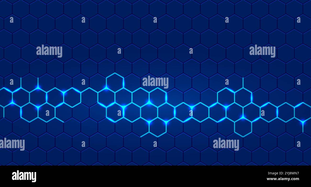 Blue Technologie Hintergrund mit Sechseckigen leuchtende Muster Stock Vektor