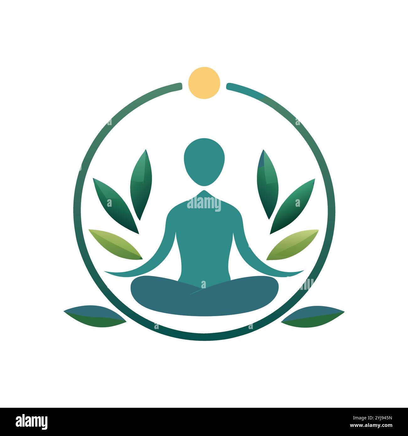 Meditation für Entspannung und gesundes Leben in der Natur Vektor-Logo Stock Vektor