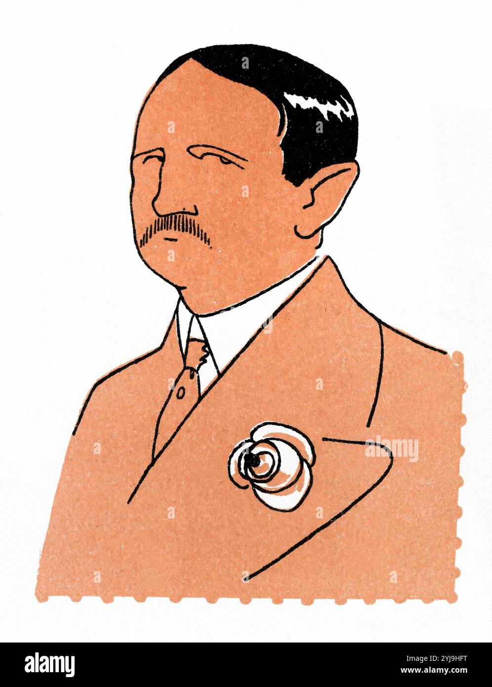 Caricatura de Manuel Bueno Bengoechea (Pau, 1873-Barcelona, 1936), escritor y periodista español de la Generación del 98. Año 1911. AUTOR: ROMÁN BONET SINTES 'BON'. Stockfoto