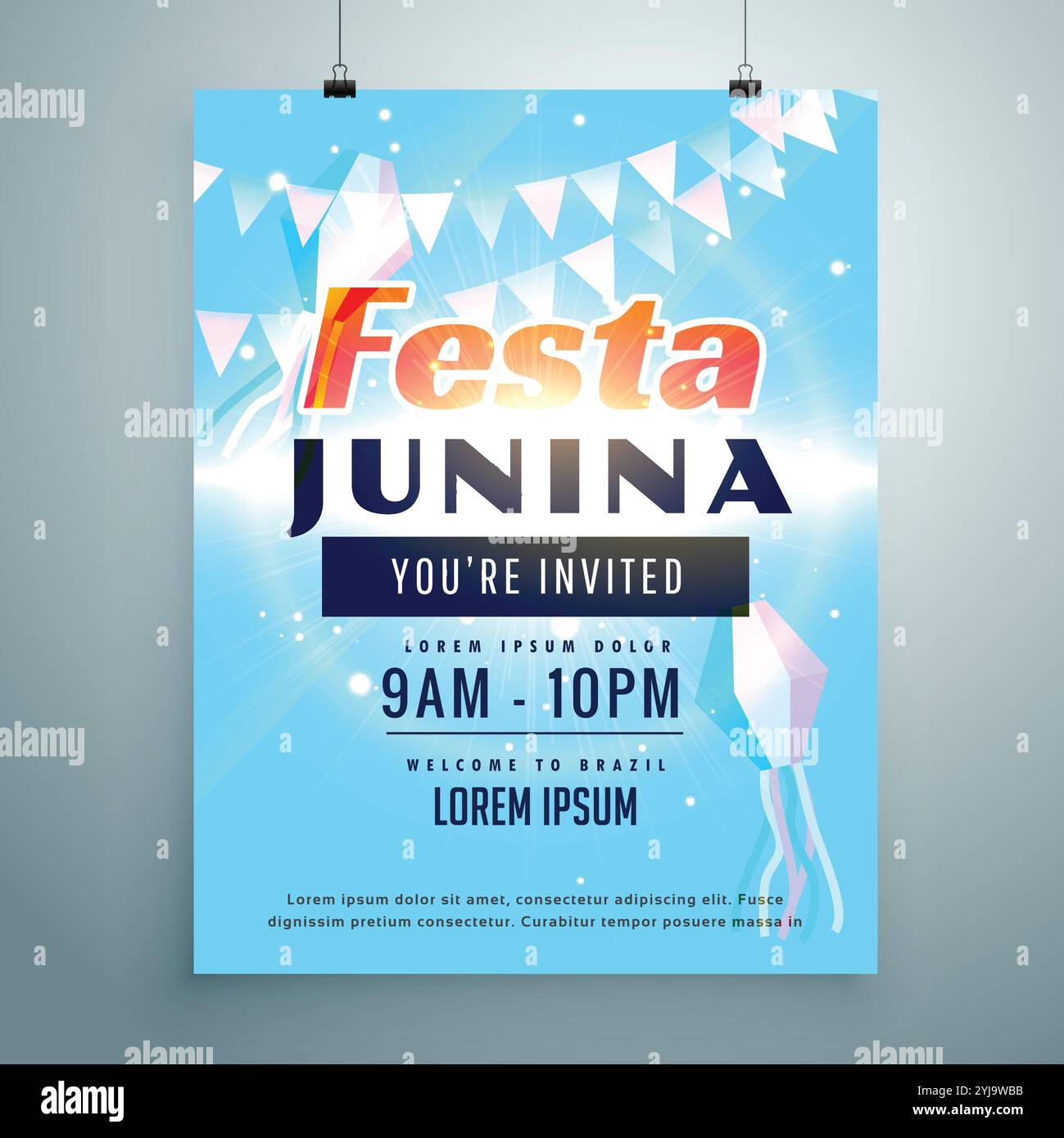 Festa Junina Party Einladung Hintergrund Design-Vorlage Stock Vektor