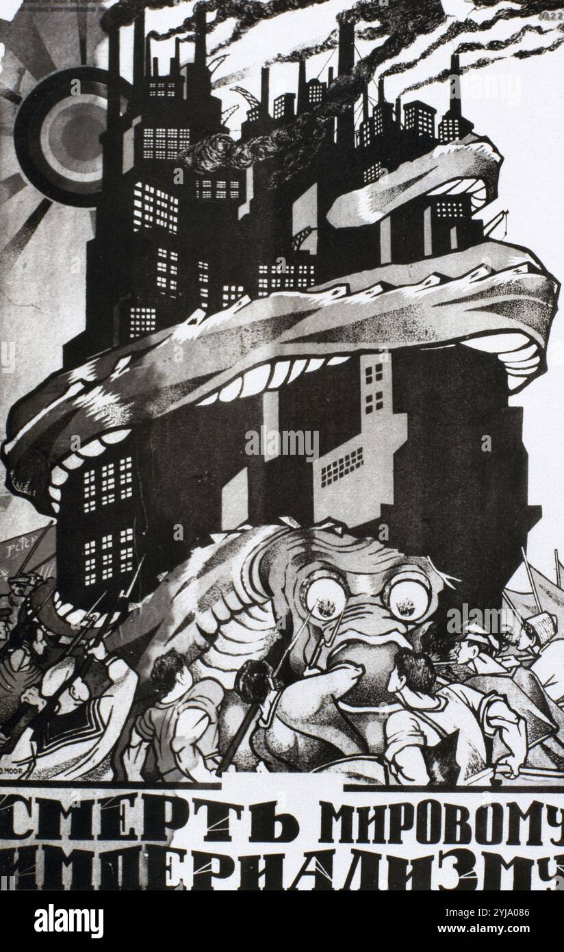 Russland. Kommunismus. Sowjetische Propaganda-Plakat. Weltimperialismus Tod. Stockfoto