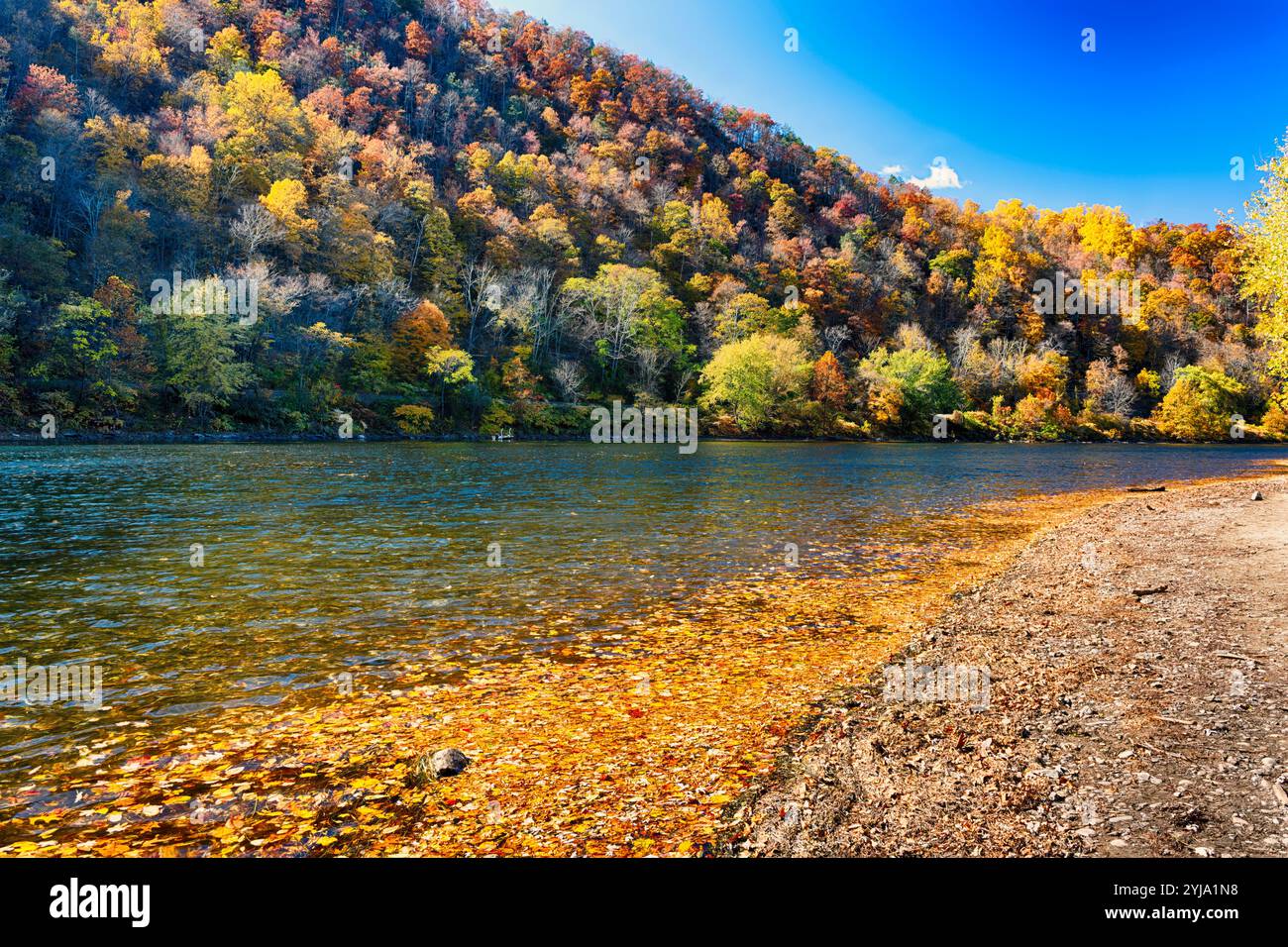 Delaware River Autumn in der Water Gap Area, Grenze zwischen New Jersey und Pennsylvania, USA Stockfoto