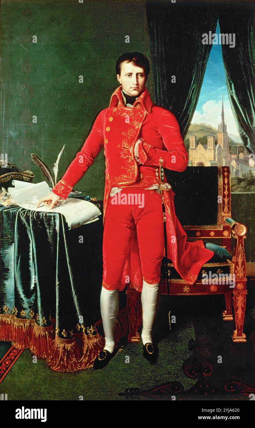 Jean Auguste Dominique Ingres / 'Bonaparte, erster Konsul', 1804, Öl auf Leinwand, 226 x 144 cm. Museum: Musee des Beaux Arts, LIEJA, Belgien. Napoléon. NAPOLEO BONAPARTE. Stockfoto