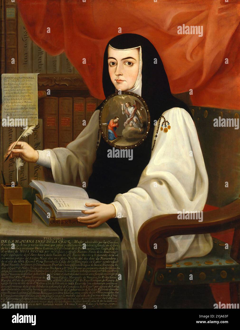 Andrés de Islas / 'Juana Inés de la Cruz', 1772, Öl auf Leinwand, 105 x 84 cm. Museum: MUSEO DE AMERICA, MADRID, SPANIEN. Stockfoto