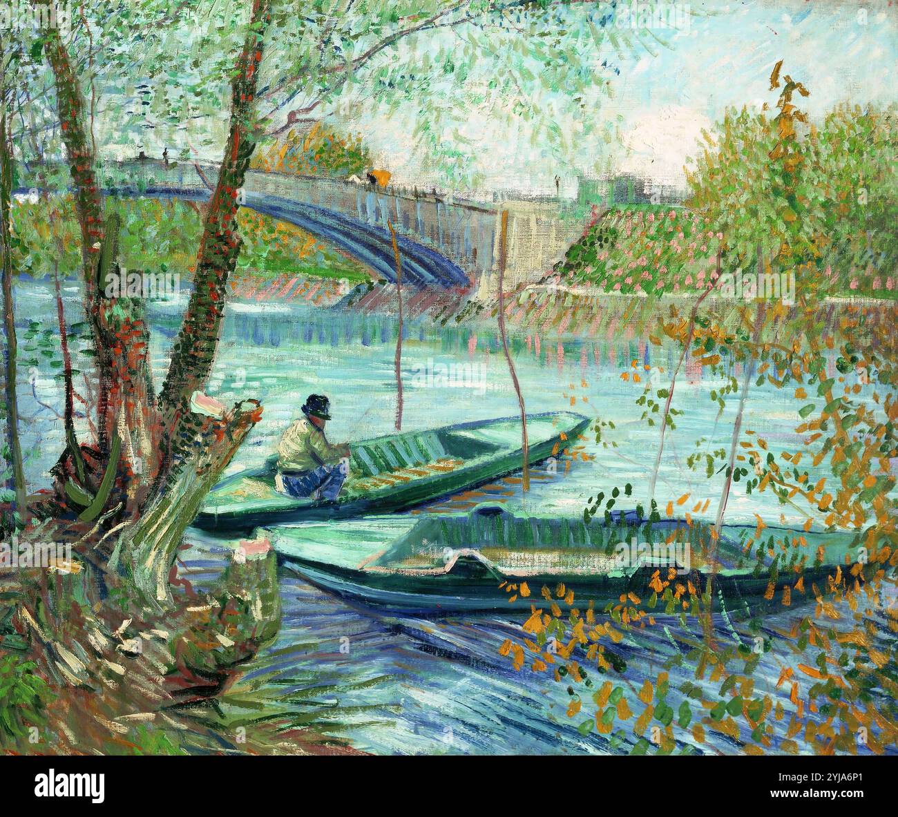 Vincent Van Gogh / 'Fishing in Spring, the Pont de Clichy', 1887, Öl auf Leinwand, 49 x 58 cm. Museum: Chicago Art Institute, FLORENCIA, USA. Stockfoto