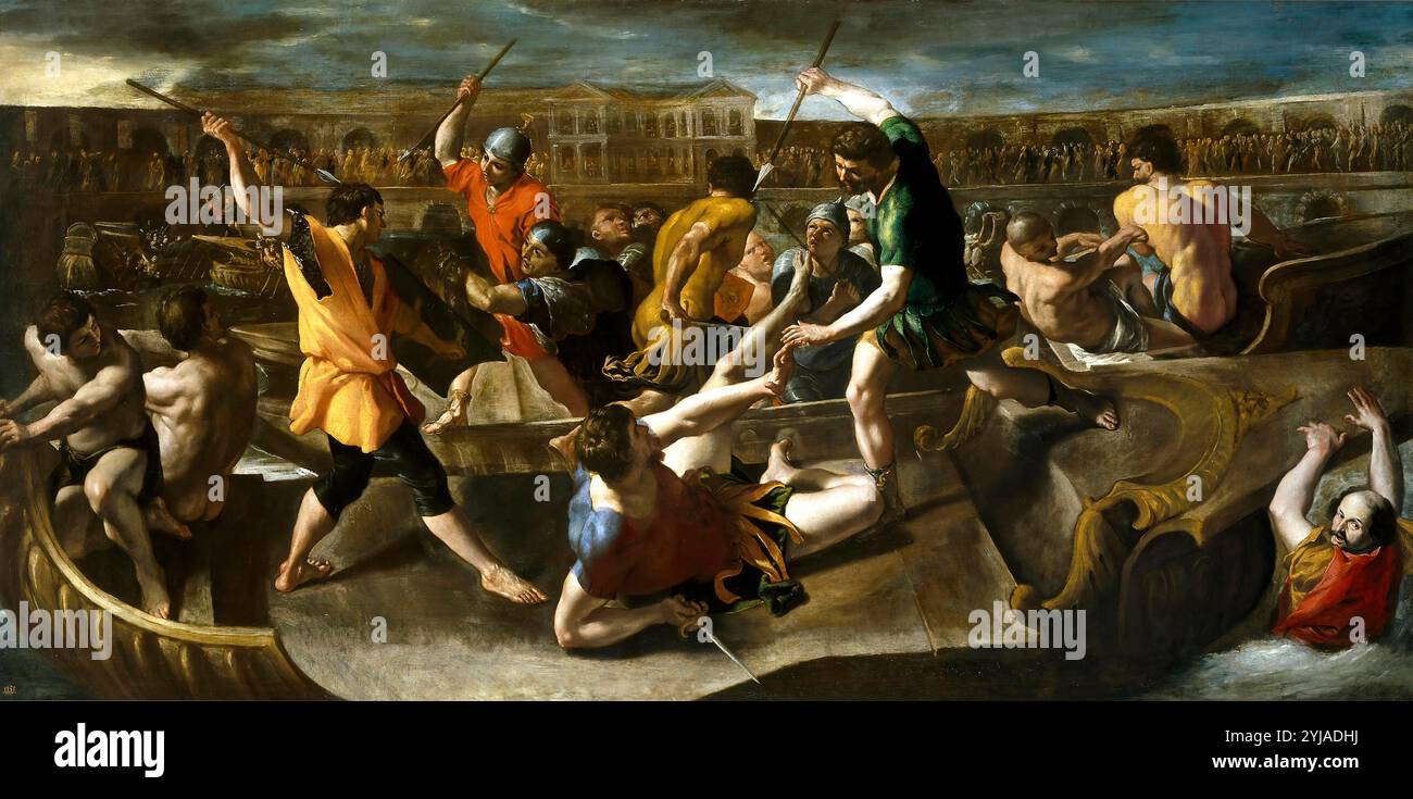 Giovanni di Stefano Lanfranco / 'Roman Naumachia', ca. 1635, italienische Schule, Öl auf Leinwand, 181 cm x 362 cm, P00235. MUSEUM: MUSEO DEL PRADO, MADRID, SPANIEN. Stockfoto