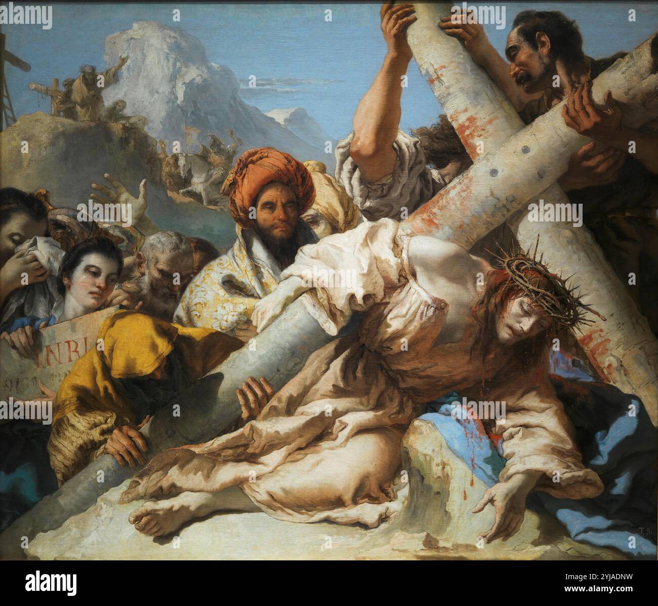 Giandomenico Tiepolo / 'Jesus Falls on the Path to Calvary', 1772, italienische Schule, Öl auf Leinwand, 124,3 cm x 145 cm x 2,5 cm, P00358. MUSEUM: MUSEO DEL PRADO, MADRID, SPANIEN. JESUS. Stockfoto