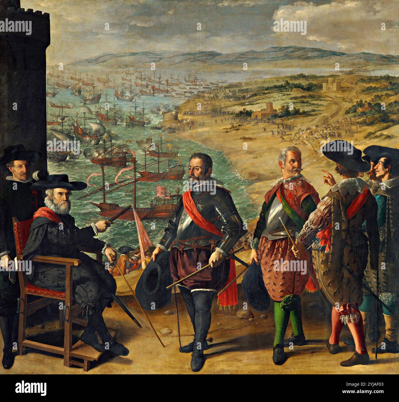 Francisco de Zurbarán / 'die Verteidigung von Cadiz gegen die Engländer', 1634, spanische Schule, Öl auf Leinwand, 302 cm x 323 cm, P00656. MUSEUM: MUSEO DEL PRADO, MADRID, SPANIEN. Stockfoto